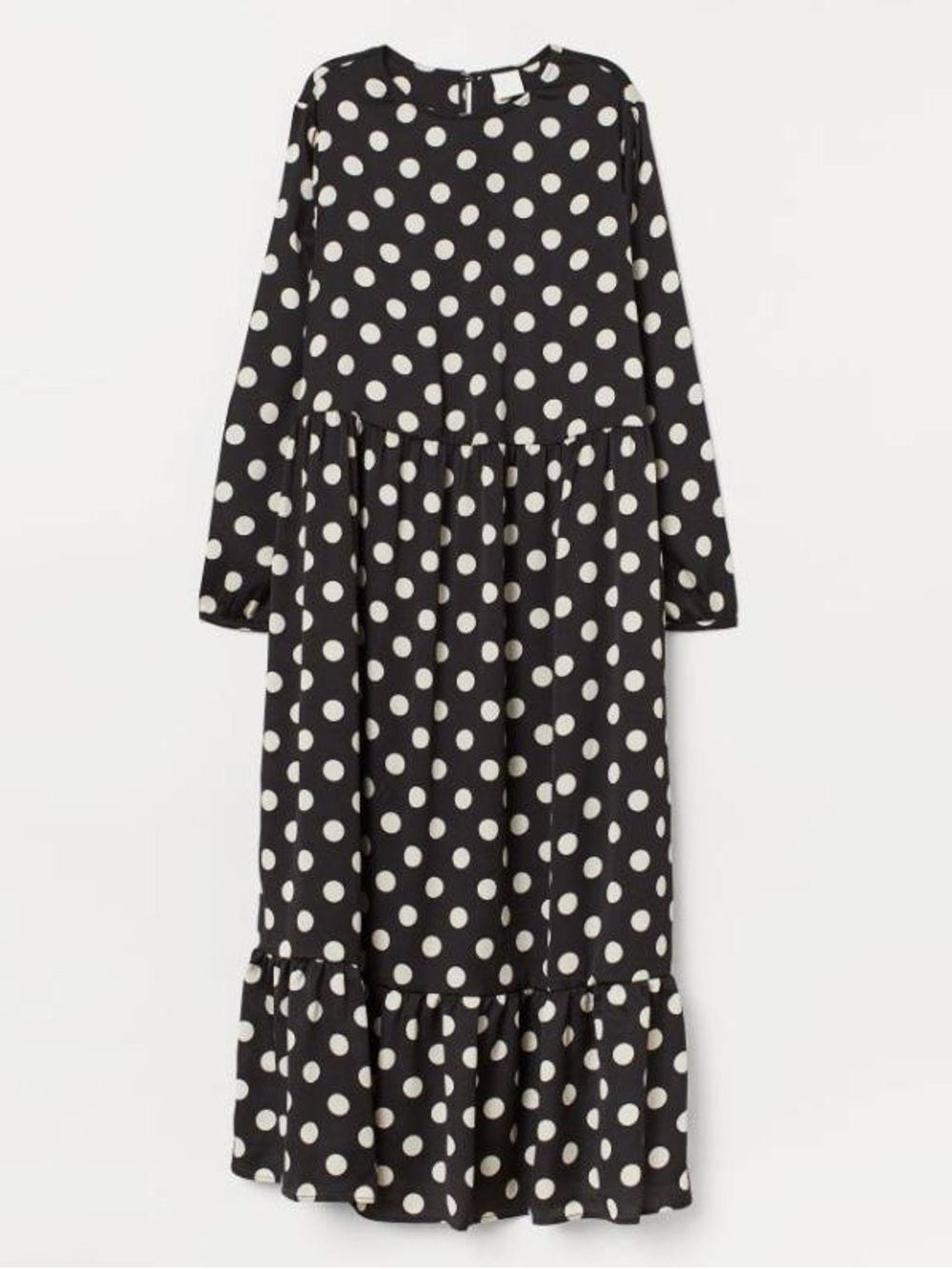 H&M Black and White Polka Dot Long Sleeve Maxi Dress
